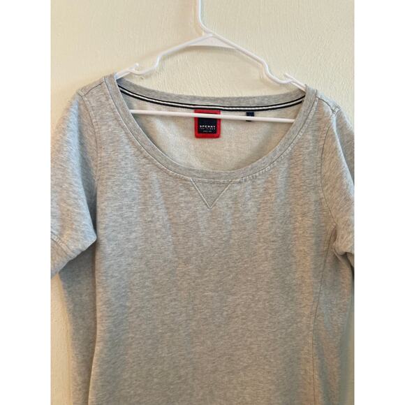 Sperry Topside Heather Gray Sweatshirt Terry Dress L Nautical Coastal Boating - Picture 5 of 10